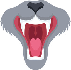 Wolf jaws with sharp teeth flat icon Animal mouth