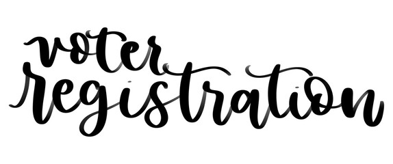 Isolated word voter registration written in hand lettering