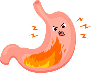Stomach heartburn flat icon Cartoon Internal organ