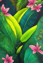 pink frangipani flower in a jungle