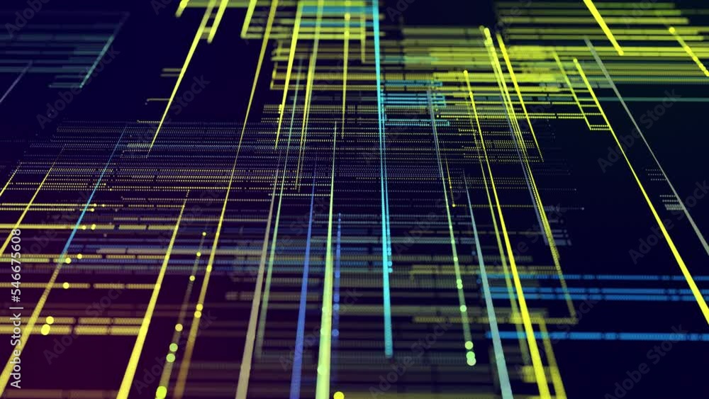 Poster info concept lines and nodes. vj loop hologram abstract background sci fi theme, information blocks,