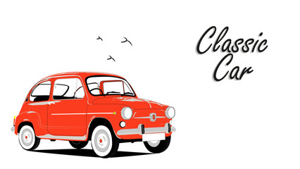 classic car vector. Vintage classic car red