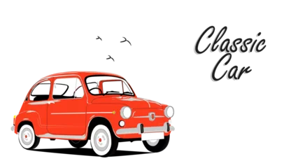 Behangcirkel classic car vector. Vintage classic car red © hugo
