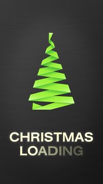 video animation of loading origami tree and the message christmas loading merry christmas and a happy new year over dark background - vacation concept - vertical video