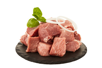 Raw pork, sliced for shish kebab. Shashlik