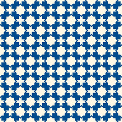 Seamless arabic ornament. Moroccan stars and crosses motif. Arabesque traditional pattern with mosaic tile.