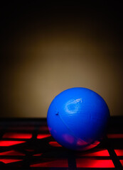 3d render of blue plastic ball.