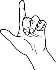 international signs language isl letter l