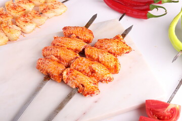 grilled chicken wings with vegetables