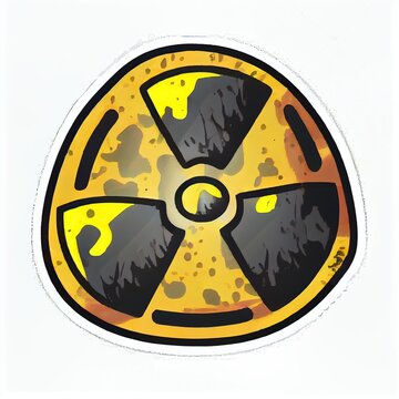 Radiation radioactive warning sign sticker logo isolated on white