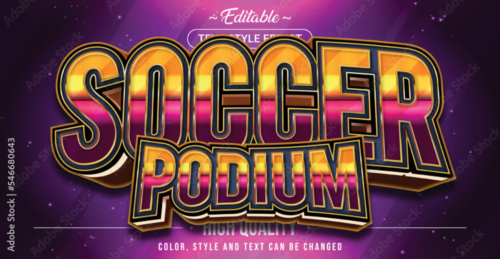 Poster editable text style effect - soccer podium text style theme.
