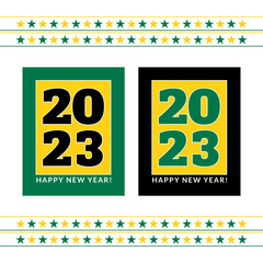 2023 Happy New Year. Green & Yellow 2023 Posters. 2023 New Year. Vector Illustration