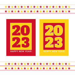 2023 Happy New Year. Red & Yellow 2023 Posters. 2023 New Year. Vector Illustration