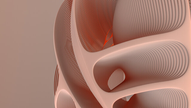 Abstract beige color shape with channels.