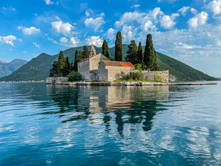 St. George island or Island of Dead in Kotor Bay near Perast,