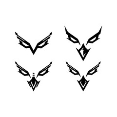 eagle face logo bundle with mecha style in modern minimalist style