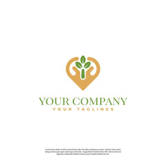 abstract hand and plant logo in modern minimalist style
