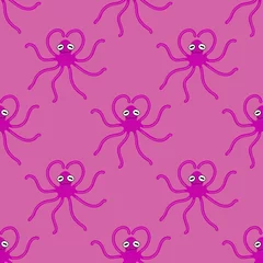 Fotobehang Cartoon animals seamless octopus kawaii love pattern for wrapping paper and kids clothes print and fabrics © Tetiana