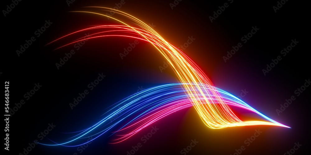Poster beautiful abstract lines on a black background. modern technological background. futuristic design. 