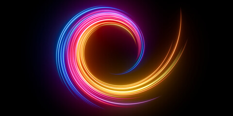 Beautiful abstract lines on a black background. Modern technological background. Futuristic design. 3d rendering image.