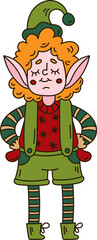 Elf, Santa's little helper. Christmas character in doodle style.
