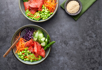 Salmon poke bowls