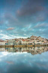 Cloudy mirror at a touristic portuguese city