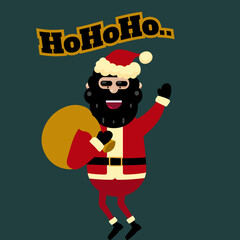 Happy Man wearing  Santa Suits and  holding  Sack 