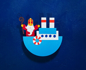 Paper craft for Sinterklaas day. Sinterklaas  is coming to town on steamboat