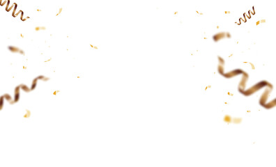 congratulatory background with gold confetti and serpentine. Vector illustration