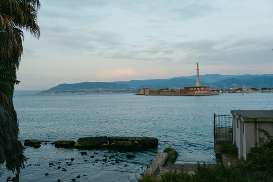 View of Reggio Calabria from island of Sicilia