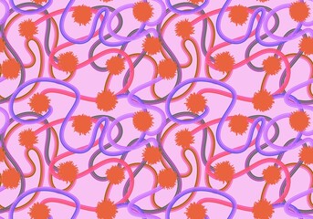 Cartoon ribbons seamless fluffy objects and stickers pattern for wrapping paper and fabrics fabrics linens