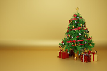3d render of christmas concept with traditional decoration