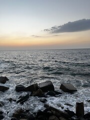 Rocky seashore sunset Alexandria
