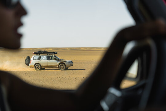 Shot of vehicles in the desert