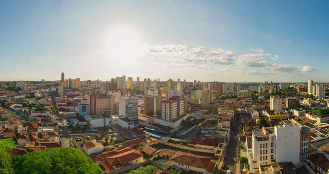 Saint Domingos church in Uberaba, drone view	