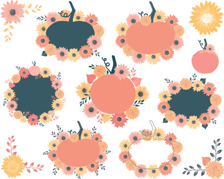 Pumpkin Floral Frames Set2