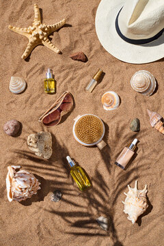 Summer cosmetics. Set of cosmetic products