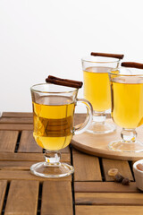 apple cider on a wooden table