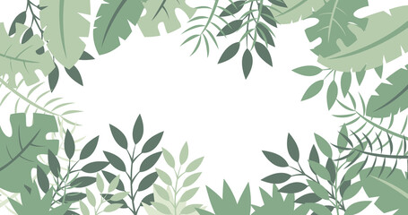 transparent natural floral green foliage and flowers background illustration