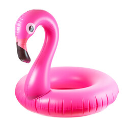 Beach flamingo. Pink pool inflatable flamingo for summer beach i