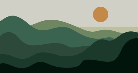 green gradient hill mountains wave background illustration