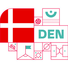 denmark flag for 2022 football  Qatar world cup tournament. isolated National team flag with geometric elements for 2022 soccer or football Vector illustration