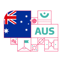 australia flag for 2022 football  Qatar world cup tournament. isolated National team flag with geometric elements for 2022 soccer or football Vector illustration