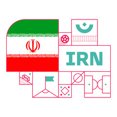 iran flag for 2022 football  Qatar world cup tournament. isolated National team flag with geometric elements for 2022 soccer or football Vector illustration