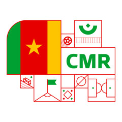 cameroon flag for 2022 football  Qatar world cup tournament. isolated National team flag with geometric elements for 2022 soccer or football Vector illustration