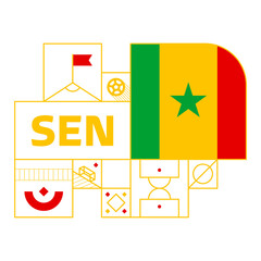 senegal flag for 2022 football Qatar world  cup tournament. isolated National team flag with geometric elements for 2022 soccer or football Vector illustration