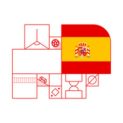 spain flag for 2022 football  Qatar world cup tournament. isolated National team flag with geometric elements for 2022 soccer or football Vector illustration