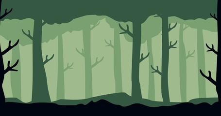 background illustration of trees in a lush forest
