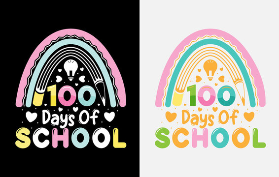 100 days of school t-shirt vector art, Hundred days of t shirt design